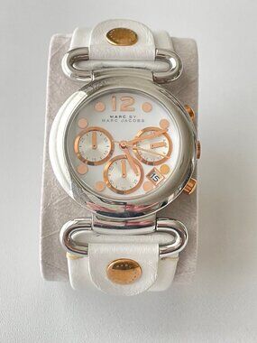 Marc Jacobs White Leather Gold-Tone Chronograph Watch MBM1174 Marc By Marc Jacobs | Accessories | Marc By Marc Jacobs  main image 3